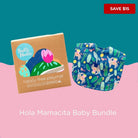 hola mamacita baby gift bundle with nappy-free playmat box and blue cactus llama bib, save $15