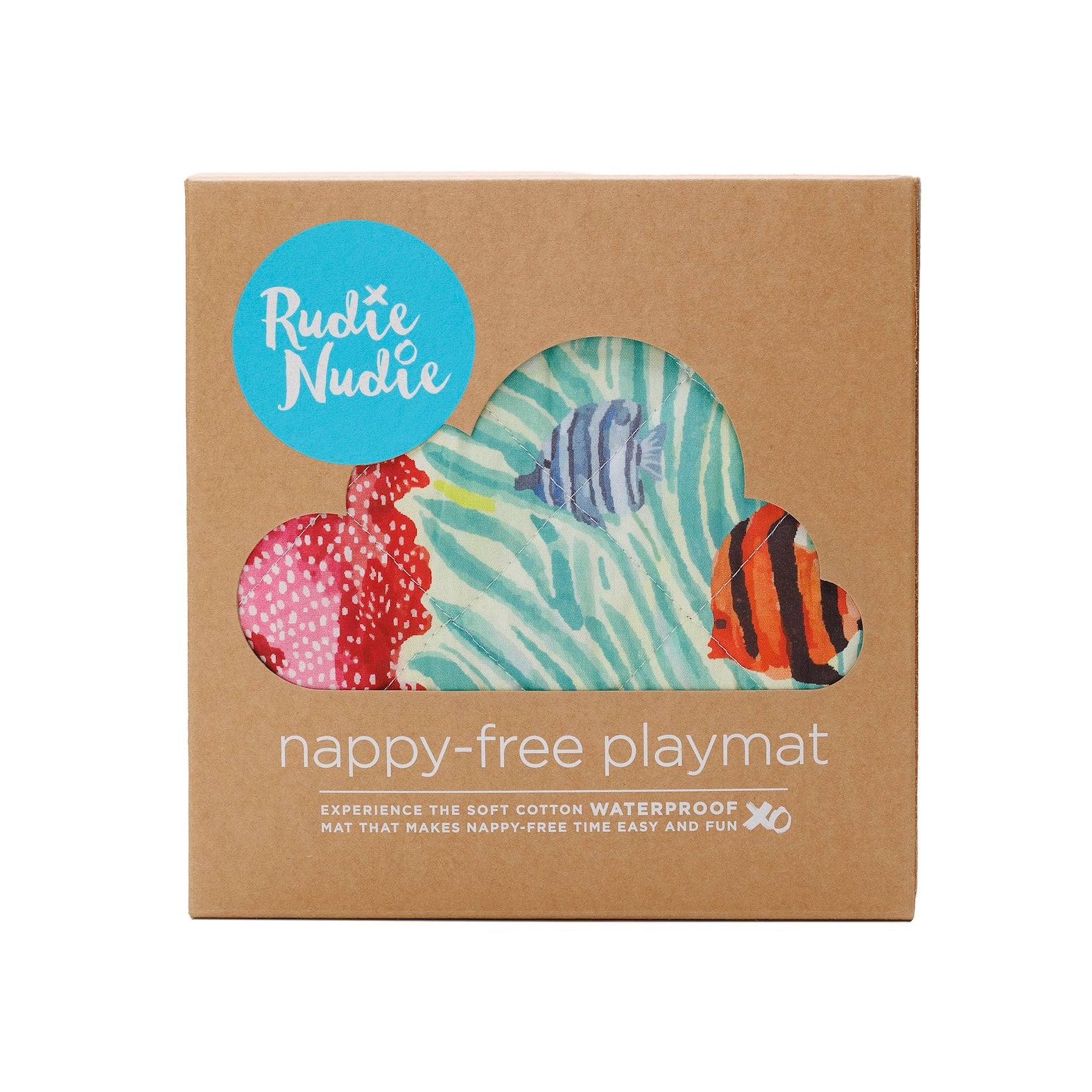 Octopus's Garden regular nappy-free playmat in its Rudie Nudie kraft gift box